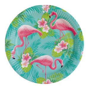 16x stuks Flamingo party bordjes 23 cm