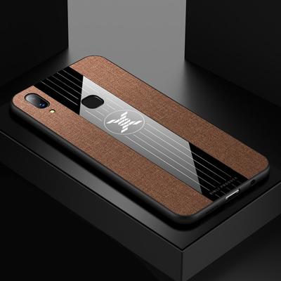 Voor vivo X21i XINLI stiksels doek textuur schokbestendig TPU beschermhoes (bruin)