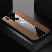 Voor vivo X21i XINLI stiksels doek textuur schokbestendig TPU beschermhoes (bruin)