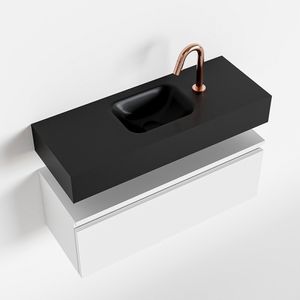 Toiletmeubel Mondiaz Andor | 80 cm | Meubelkleur Talc | Lex vrijhangend wastafel Urban Midden | 1 kraangat
