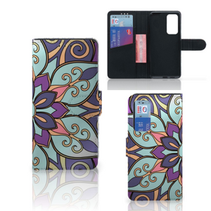 Huawei P40 Hoesje Purple Flower