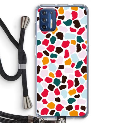 Colored Giraffe: Motorola Moto G9 Plus Transparant Hoesje met koord
