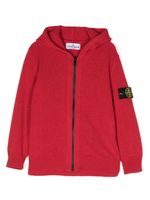 Stone Island Junior hoodie zippé à patch logo - Rouge