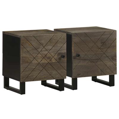 Nachtkastjes 2 st 40x33x46 cm massief mangohout zwart