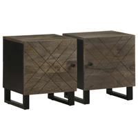 Nachtkastjes 2 st 40x33x46 cm massief mangohout zwart