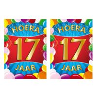 Verjaardag deurposter - 2x - 17 jaar - multi - 59 x 84 cm - leeftijd feestartikelen Verjaardag deurposter - 2x - 17 jaar - multi - 59 x 84 cm - leeftijd feestartikelen