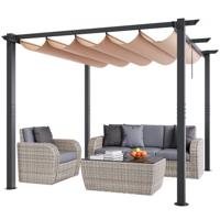 VEVOR Paviljoen Tuintent Outdoor Pergola Zonwering Dak Aluminium 3x3x2,3m Beige