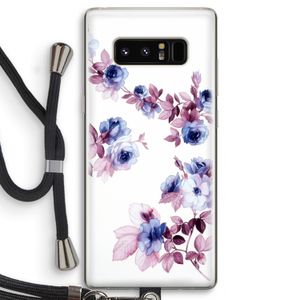 Waterverf bloemen: Samsung Galaxy Note 8 Transparant Hoesje met koord