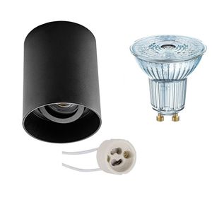 Opbouwspot Set - LEDVANCE Parathom PAR16 940 36D - Pragmi Luxina Pro - GU10 Fitting - Dimbaar - Opbouw Rond - Mat Zwart - 5.5W - Natuurlijk Wit 4000K - Verdiept - Kantelbaar - Ø90mm