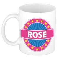 Rose voornaam koffiemok - beker - wit/roze - 300 ml - Cadeau - Dames - Collega - Moederdag