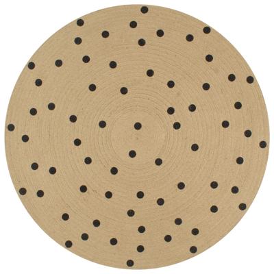 VidaXL Vloerkleed handgemaakt met print polkadot 150 cm jute