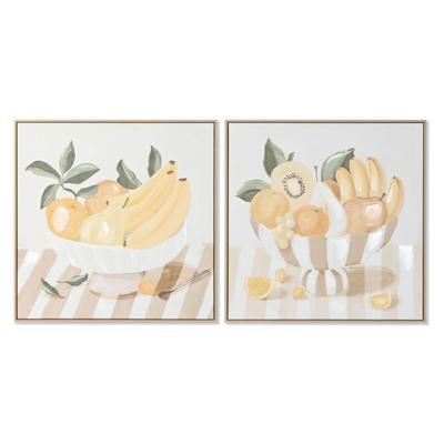 Schilderij Home ESPRIT Geel Beige Cottage 80 x 4 x 80 cm (2 Stuks)