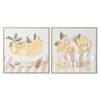Schilderij Home ESPRIT Geel Beige Cottage 80 x 4 x 80 cm (2 Stuks)