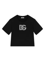 Dolce & Gabbana Kids t-shirt en coton à logo strassé - Noir - thumbnail