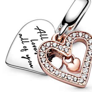 Pandora Rose 788693C01 Hangbedel zilver rosekleurig Freehand Sparkle Heart
