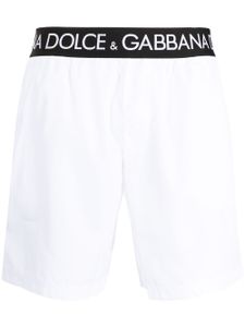 Dolce & Gabbana short de bain à taille logo - Blanc