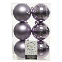 6x Lila paarse kerstballen 8 cm kunststof mat/glans - thumbnail