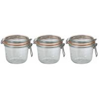 Voorraad/weckpot - 12x stuks - transparant - glas - 10,5 x 10 cm - 500 ml - Le Parfait