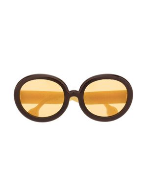 The Animals Observatory lunettes de soleil rondes à logo imprimé - Marron