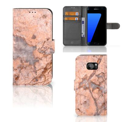 Samsung Galaxy S7 Edge | Bookcase | Marmer Oranje