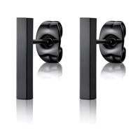 T-Bar oorbellen Dames Edelstaal Staaf Zwart