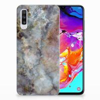 Samsung Galaxy A70 TPU Siliconen Hoesje Marmer Grijs