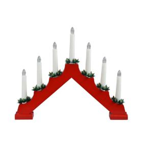 Kaarsenbrug verlichting - rood - hout - 39,5 x 5 x 31 - warm rood - kerstverlichting