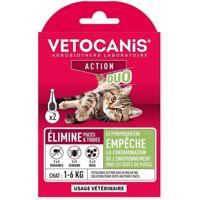 VETOCANIS Anti-vlooien en anti-teken pipetten Duo - 2 pipetten voor 5 weken bescherming - Voor katten