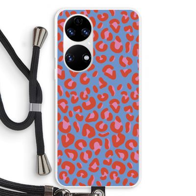 Leopard blue: Huawei P50 Transparant Hoesje met koord