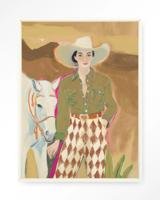 Urban Cotton Wandkleed 'Cowgirl 3' 80 x 110cm in Floating Frame - off white