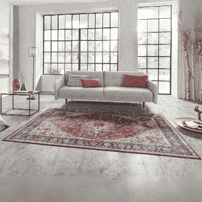 Vintage Vloerkleed Anthea - Rood Blauw 230x160cm - Polypropyleen - Dekbed-Discounter.nl Vintage Vloerkleed Anthea - Rood Blauw 230x160cm - Polypropyleen - Dekbed-Discounter.nl