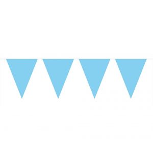 Baby blauwe slinger met vlaggetjes 10 meter
