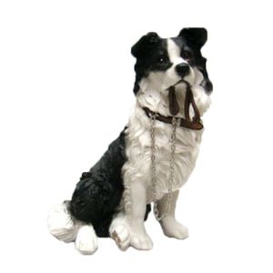 Polystone tuinbeeld Border collie hondje 18 cm