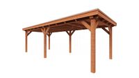 Trendhout Overkapping Siena 770x350 cm- Plat dak- Onbehandeld lariks Douglas hout- Trendhout