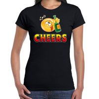 Funny emoticon t-shirt Cheers zwart dames