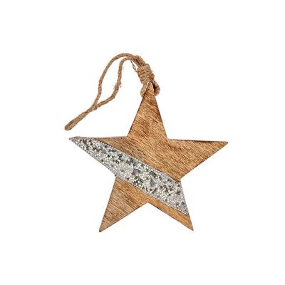 Kerstversiering Ster 17 x 2,5 x 34 cm Zilverkleurig Hout