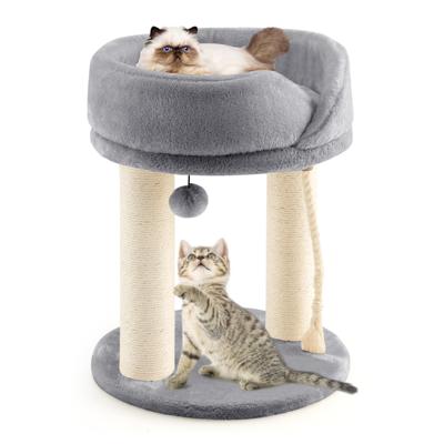 Krabpaal Klein 4-in-1 Kattenboom Katten Kattenmeubilair Klimboom Activiteitenboom Speelboom Grijs