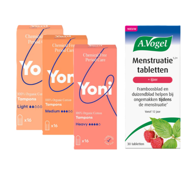 Menstruatie tabletten en Yoni Tampons Combi