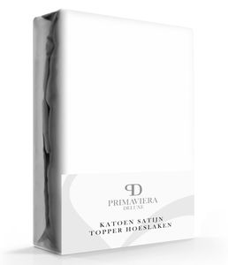 Primaviera Deluxe Katoen-Satijn Topper Hoeslaken Wit-140 x 200 cm