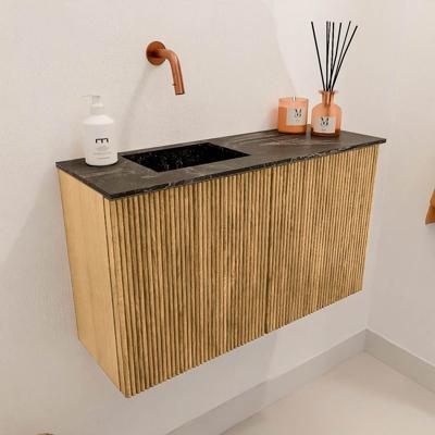 Toiletmeubel Mondiaz Joya Dlux | 70 cm | Meubelkleur Oak | Faye wastafel Lava Wasbak Links | Zonder kraangat(en)