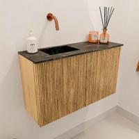 Toiletmeubel Mondiaz Joya Dlux | 70 cm | Meubelkleur Oak | Faye wastafel Lava Wasbak Links | Zonder kraangat(en)