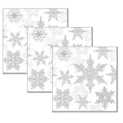 Ambiente Kerstservetten - 60x - winter wit - sneeuwvlokken - 33 x 33 cm - 3 laags