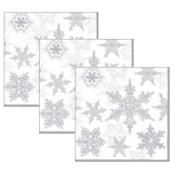 Ambiente Kerstservetten - 60x - winter wit - sneeuwvlokken - 33 x 33 cm - 3 laags