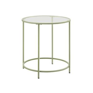 Ronde bijzettafel met metalen frame, Lauriergroen + transparant