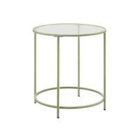 Ronde bijzettafel met metalen frame, Lauriergroen + transparant