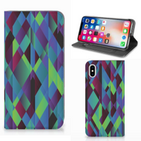 Apple iPhone Xs Max Stand Case Abstract Green Blue - thumbnail