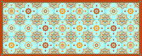 Oranje en blauw mozaïek vinyl vloerkleed keuken