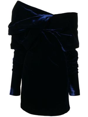 TOM FORD robe courte en velours à fronces - Bleu