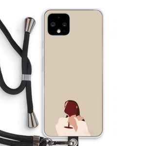 I drink wine: Pixel 4 Transparant Hoesje met koord