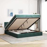 Ottoman bed met matras 160x200cm fluweel donkergroen